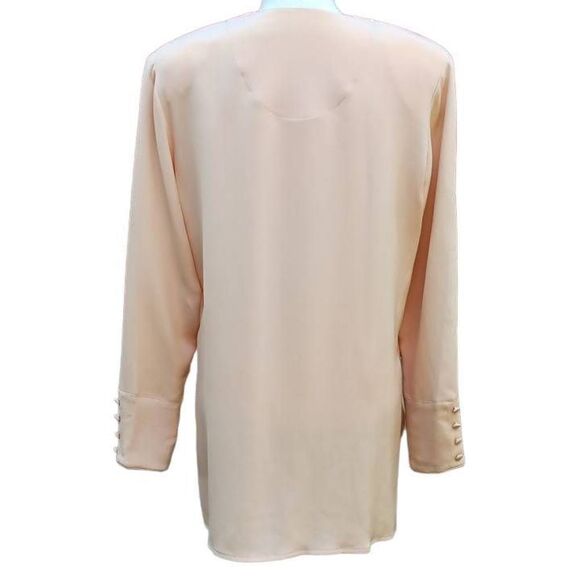 Caroline Kendrick 100% Silk Yellow Beige Blouse 12 - Picture 4 of 5